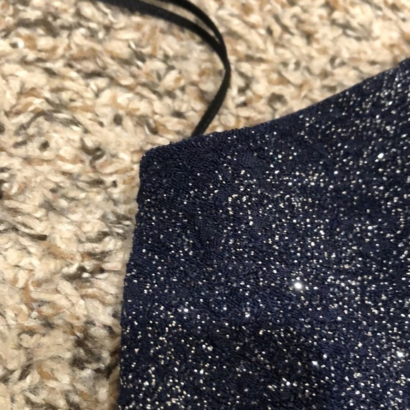 Windsor Dress Size Medium Navy Blue Glitter Lace Cut Out Back - Picture 8 of 10